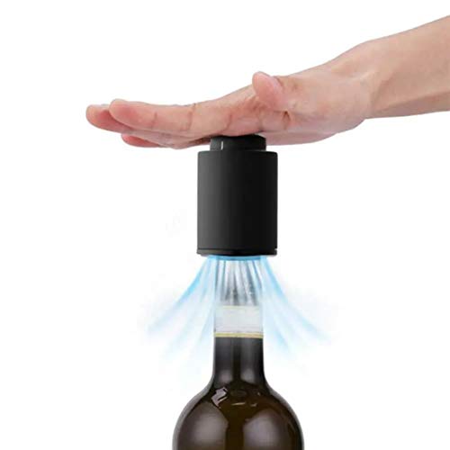 Dynamovolition Tipo de Prensa Vacío de Vino Tinto Integrado Tapón de Botella evacuado Preservación de Vino Tinto Tapón de Vino con Escala de Tiempo - Negro