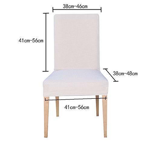 E EBETA Jacquard Fundas para sillas Pack de 6 Fundas sillas Comedor Fundas elásticas Cubiertas para sillas,bielástico Extraíble Funda, Muy fácil de Limpiar (Blanco Marfil, 6 Piezas)