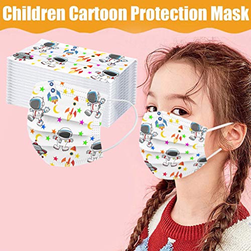 Earleye0 Protección Desechable para Impresión 3 Capas Transpirables con Elástico para Los Oídos Pack 50 unidades (Globo de panda - 50PC) (Astronauta - 50PC)