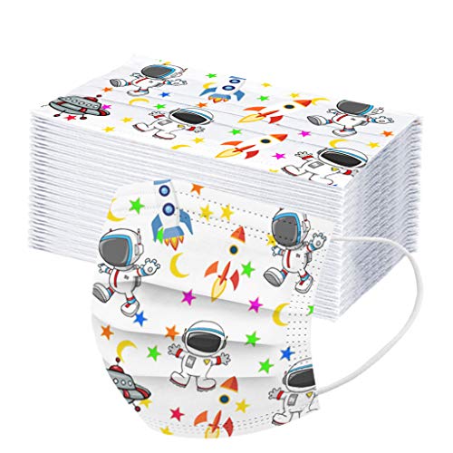 Earleye0 Protección Desechable para Impresión 3 Capas Transpirables con Elástico para Los Oídos Pack 50 unidades (Globo de panda - 50PC) (Astronauta - 50PC)