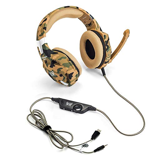 EasySMX Auriculares con Microfono, Cascos Gaming para Nueva Xbox One, Gaming Headset para PS4 con Control de Volumen, Compatible con Laptop PC y Smartphone(Camuflaje)