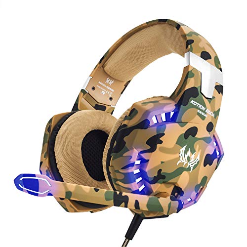 EasySMX Auriculares con Microfono, Cascos Gaming para Nueva Xbox One, Gaming Headset para PS4 con Control de Volumen, Compatible con Laptop PC y Smartphone(Camuflaje)
