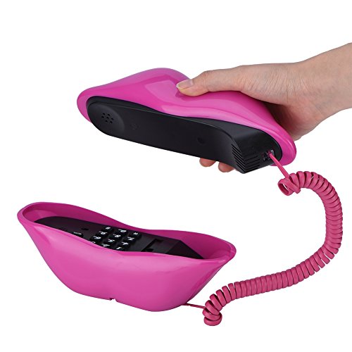 Eboxer Teléfono Creativo con Cable, Funny Labio Rojo Rosa Teléfono Fijo de Decoración como Regalos para Amigos y Familias,Adecuado para Hotel, Hogar, Oficina