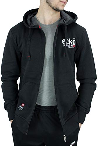 Ecko Hombre Manga Larga Diseñador Cremallera Completa Chaqueta con Capucha, Negro, Gris, Azul, Rojo - Negro, 3XL