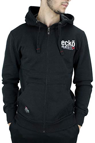 Ecko Hombre Manga Larga Diseñador Cremallera Completa Chaqueta con Capucha, Negro, Gris, Azul, Rojo - Negro, 3XL