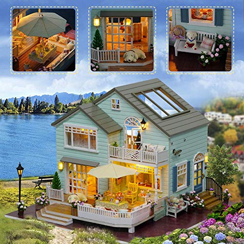 Ecoticfate Casas de Muñecas Miniatura DIY Maletin Casa En Construccion Ciudad de La Reina Sin Cubierta de Polvo para Autos Deportivos Pegamento Y Herramientas para Hacer Movimientos con Música