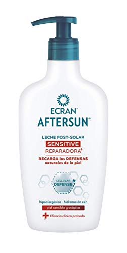 Ecran Aftersun Sensitive, Leche Post-Solar Hidratante y Reparadora para Pieles Sensibles y Atópicas - Formato Familiar de 300 ml