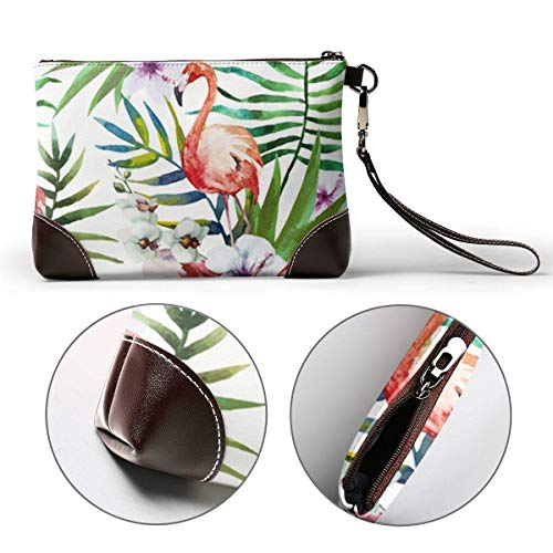 EDFG Hand Painte Tropical Nature Mujeres Monederos de cuero Embrague Tarjetas telefónicas Bolsos