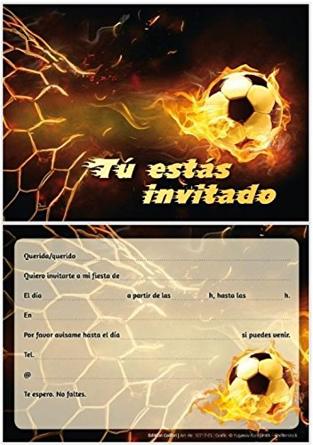 Edition Colibri 12 Invitaciones en español “Futbol“ (Jgo. 2): Juego de 12 Invitaciones al Futbol para cumpleaños Infantil o Fiesta (10717 ES)