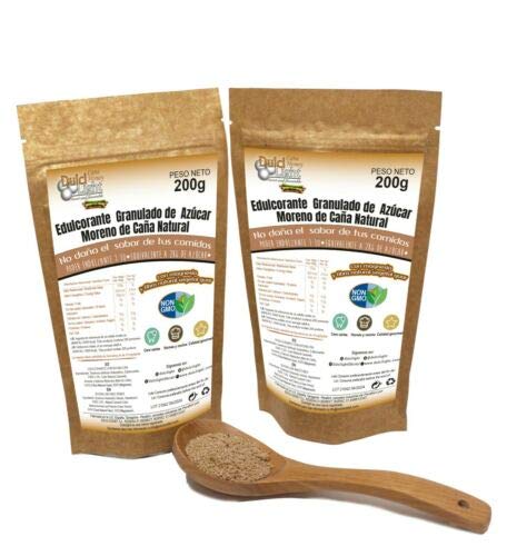 EDULCORANTE MORENO 100% NATURAL GRANULADO DE CAÑA CON MAGNESIO Y FIBRA VEGETAL GUAR |OFERTA LANZAMIENTO 2X1 | 2 ENVASE ECOLÓGICO DE 200gr | 400gr = 4kg de Azucar