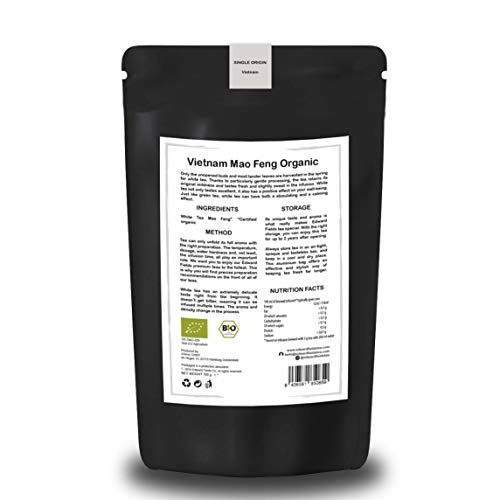 Edward Fields - Té Blanco Orgánico de alta calidad. Cantidad: 100g. Formato: Granel. Origen: Vietnam. Detox, antioxidante, adelgazante.