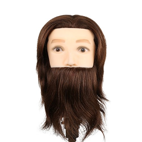 El estilo de la cabeza del maniquí hombre con el ejercicio Barba Peinado - 80% y el 20% del pelo natural del pelo Estudio Animal en cosmética profesional - Brown - Besmall