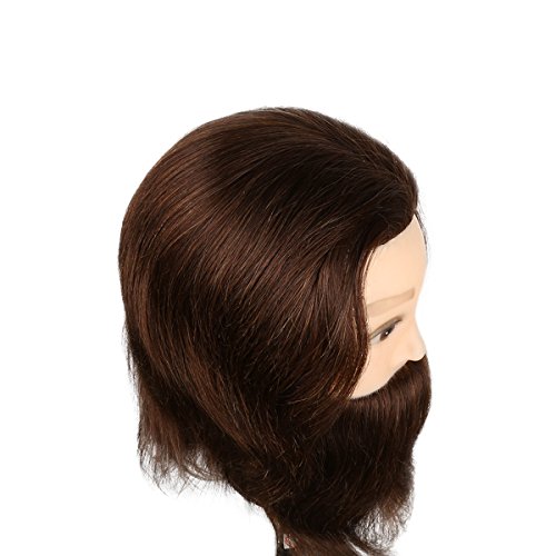 El estilo de la cabeza del maniquí hombre con el ejercicio Barba Peinado - 80% y el 20% del pelo natural del pelo Estudio Animal en cosmética profesional - Brown - Besmall