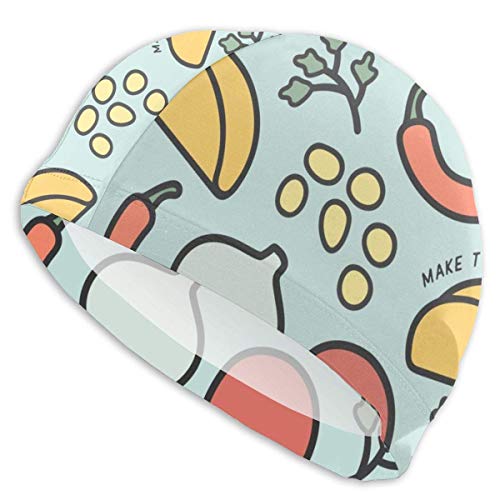 El Gorro de baño con Taco Chill Pattern para Hombres y Mujeres también es Adecuado para niños y niñas.