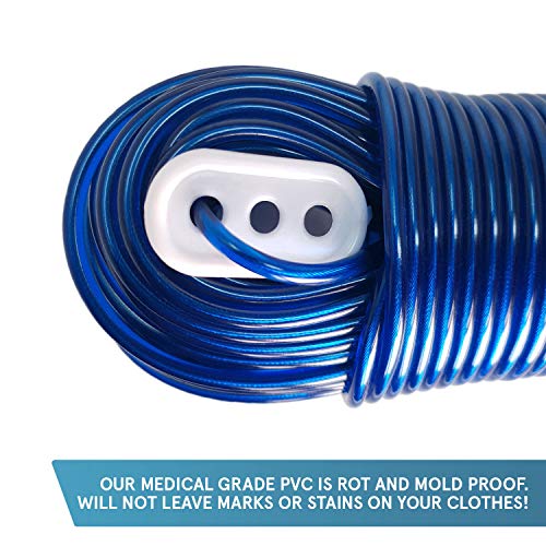 El Tendedero “Más Fuerte” por Smith‘s® (Color: Azul, Longitud 50m/164 pies)¬ – Resistente a la Humedad, Moho y Cambios Climáticos | Diseñado en el Reino Unido | ¡2 Años de Garantía!