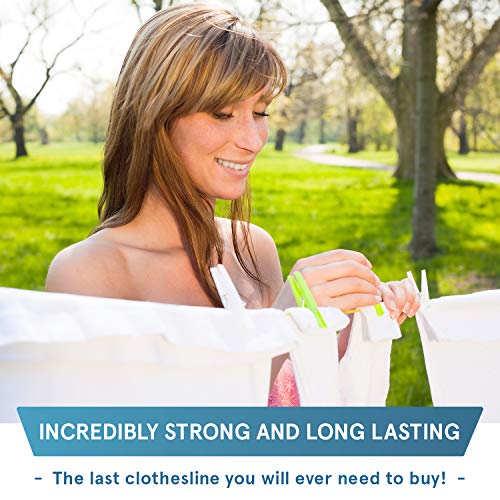 El Tendedero “Más Fuerte” por Smith‘s® (Color: Azul, Longitud 50m/164 pies)¬ – Resistente a la Humedad, Moho y Cambios Climáticos | Diseñado en el Reino Unido | ¡2 Años de Garantía!
