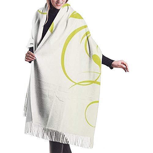 Elaine-Shop Bufanda grande Bambú con hojas artísticas florales y rizadas Feng Shui asiático Mantón de jardín Zen Abrigo de invierno Bufanda cálida Cabo Bufandas de gran tamaño