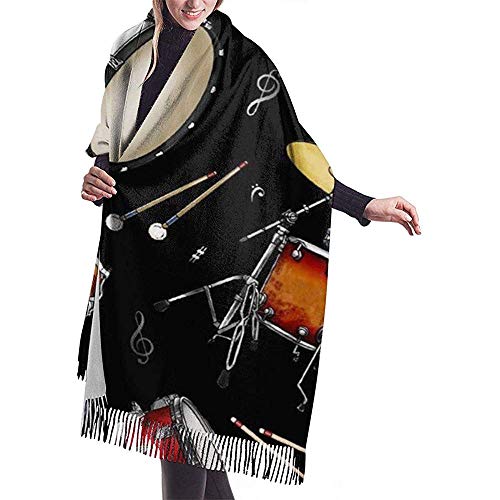 Elaine-Shop Bufanda Rock Drum Stand Classic Tassel Plaid Otoño e invierno Bufanda cálida
