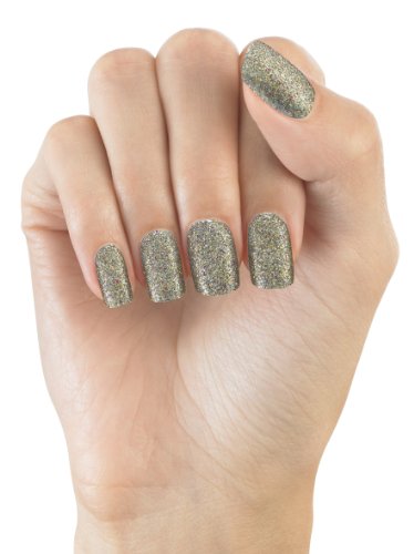 Elegant Touch Uñas postizas con brillantina y etiquetas adhesivas, color dorado