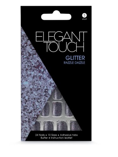 Elegant Touch – Uñas postizas con brillantina y etiquetas adhesivas Razzle Dazzle