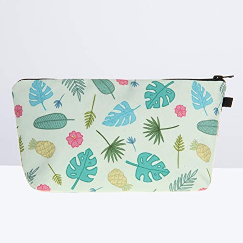 Elegantes plantas impresas Multi-uso organizador de viaje pequeña cremallera cosmética bolsa de almacenamiento bolsa de maquillaje