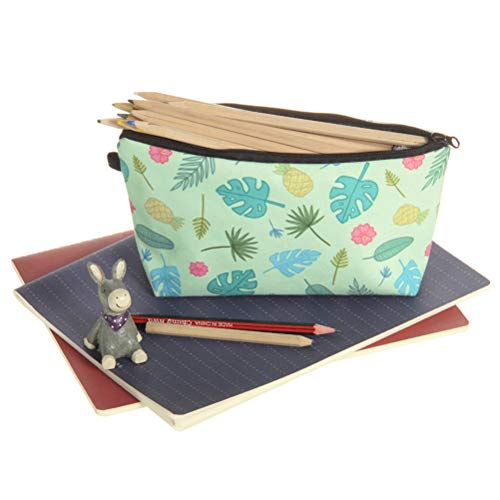 Elegantes plantas impresas Multi-uso organizador de viaje pequeña cremallera cosmética bolsa de almacenamiento bolsa de maquillaje