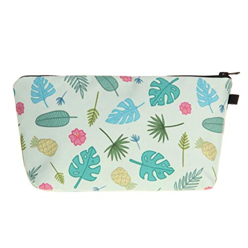 Elegantes plantas impresas Multi-uso organizador de viaje pequeña cremallera cosmética bolsa de almacenamiento bolsa de maquillaje