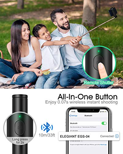 ELEGIANT Palo Selfie Móvil, Selfie Stick Bluetooth Diseño Integrado Ligero Inalámbrico Minipod Universal Viaje Compatible con iPhone Xiaomi Huawei Android (3.5-6.5 Pulgadas)