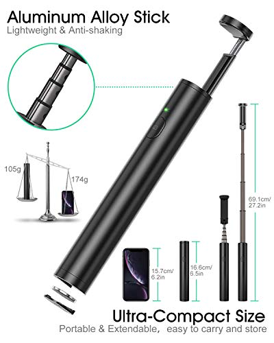 ELEGIANT Palo Selfie Móvil, Selfie Stick Bluetooth Diseño Integrado Ligero Inalámbrico Minipod Universal Viaje Compatible con iPhone Xiaomi Huawei Android (3.5-6.5 Pulgadas)