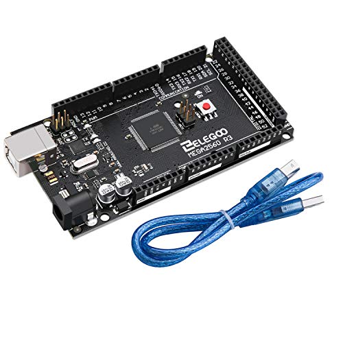 ELEGOO Mega 2560 R3 Tarjeta Placa Compatible con Arduino IDE con Microcontrolador Basada en el ATmega2560 ATmega16U2 con USB Cable Negro Versión Mega Kit