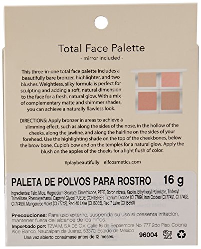 e.l.f. 96004 maquillaje de contorno - Maquillaje de contorno (Universal, Mujeres, Polvo, Carcasa compacta, 4 Colores)