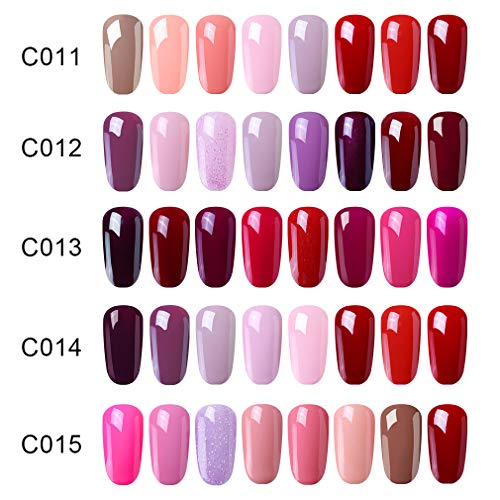 Elite99 Esmaltes Semipermanentes de Uñas en Gel UV LED, 8 Colores Kit de Esmaltes de Uñas de Color 020