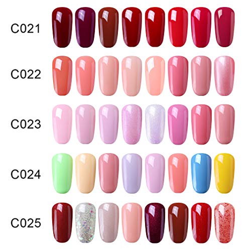 Elite99 Esmaltes Semipermanentes de Uñas en Gel UV LED, 8 Colores Kit de Esmaltes de Uñas de Color 020