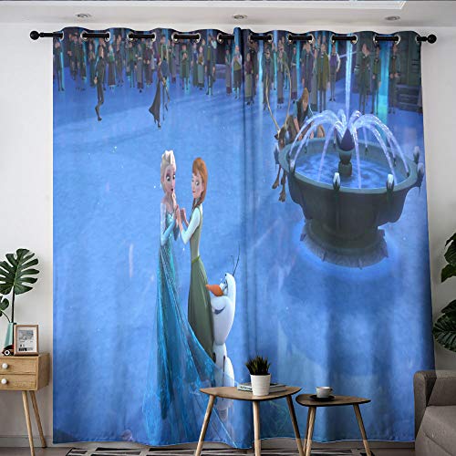 Elliot Dorothy Frozen Elsa and Anna - Juego de cortinas lavables, cortinas opacas para decoración de aislamiento térmico, 42 x 45 cm