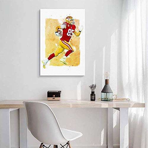 Elliot Dorothy San Francisco 49ers George Kittle 85 Home Décor Wall Art Painting Canvas for Living Room, Bedroom Decorative Artwork 20"x28", Stretched and Ready to Hang