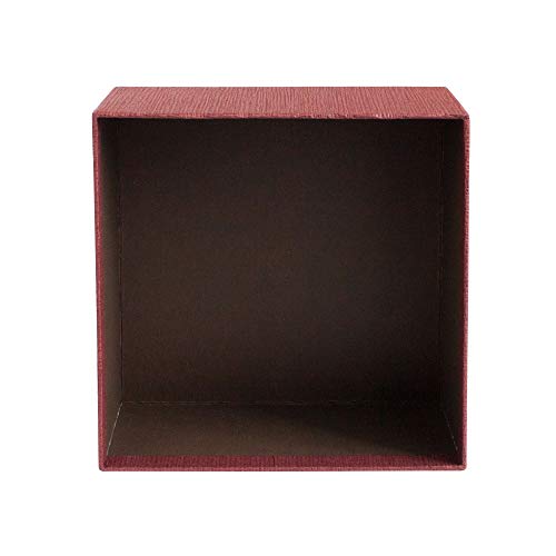 Emartbuy Caja de Regalo Rígida, 20 x 20 x 8 cm, Caja Borgoña Texturizada Con Tapa Crema y Cinta
