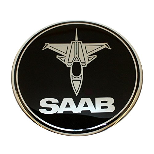 Emblema para Volante de Coche, 32 mm, diseño de avión Jet SAAB, Color Negro Cromado