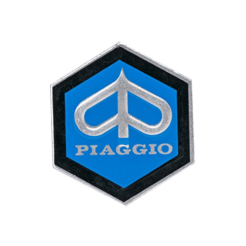 Emblema Piaggio. 6 de Esquina Cascada para Vespa PX T5 etc. – Aluminio, Autoadhesivo, 31 x 36 mm