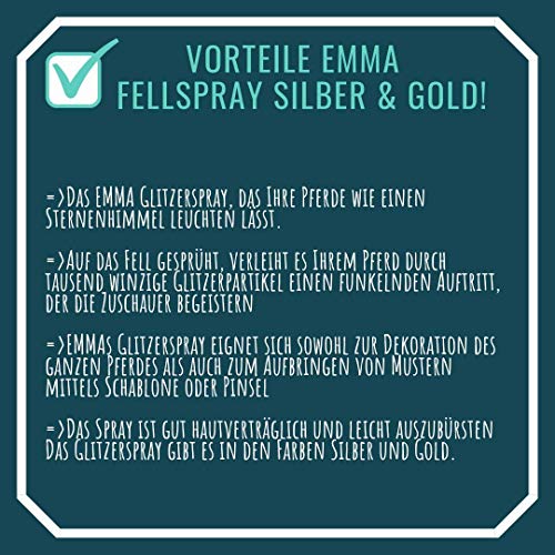 EMMA Spray de Brillo para Caballos Spray de Cola y Crin con Brillo Plata I Spray de Crin en Plata I Cuidado del Caballo I Abrigo Brillo I Spray de Pelo I 500 ml