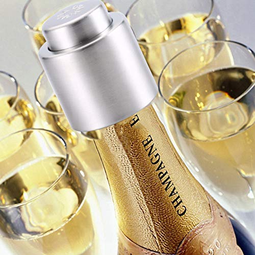EmNarsissus 1 Unidad de sellador de champán/Vino Tinto de Acero Inoxidable, tapón de Botella de Vino, sellador al vacío Fresco, Herramientas de Barra para Fiestas de celebración