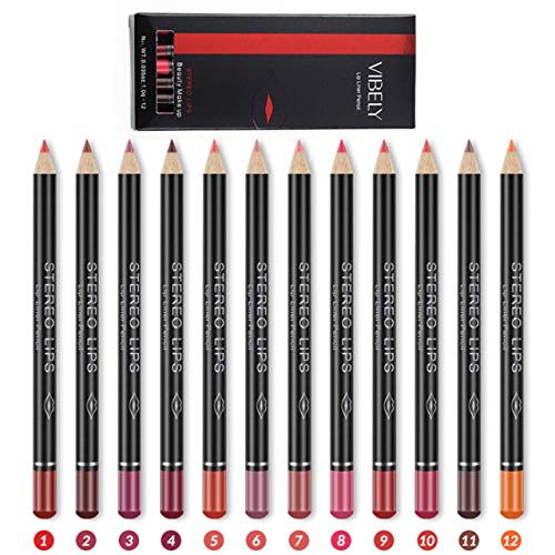 EmNarsissus Delineador de Labios de 12 Colores, Resistente al Agua, no se decolora, lápiz Labial Mate, Conjunto Exquisito y práctico, Herramientas de Maquillaje delineador de Labios