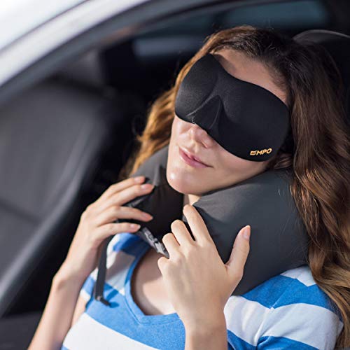 EMPO Máscara para Dormir Máscara para los Ojos Cubierta de Espuma Inteligente Blanda con Tapones para los oídos Gratis – Ultra Liviana y cómoda, Permite pestañear y Respirar libremente