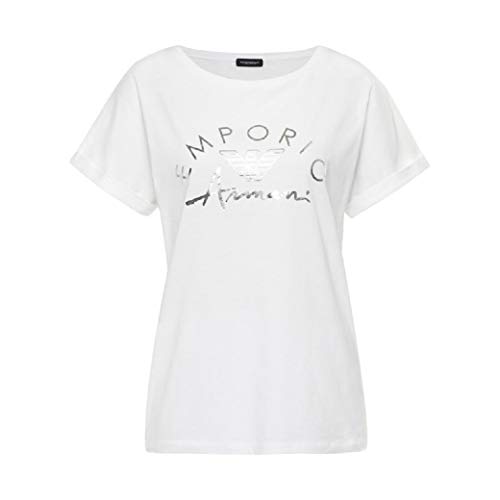 Emporio Armani T-Shirt Camiseta Mujer Manga Corta Cuello Redondo artículo 164340 0P291, 00010 Bianco - White, L