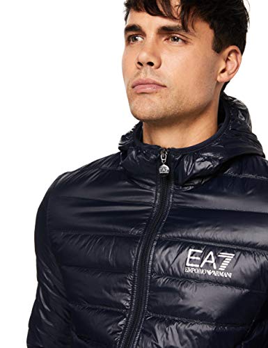 Emporio Armani Train Core Down Hooded Jacket Chamarra de plumas, Noche Azul, XL para Hombre