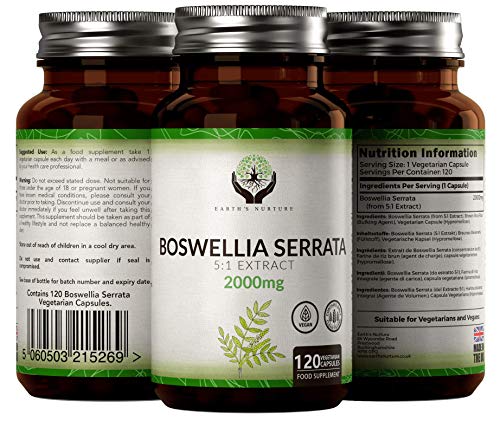 EN Boswellia Serrata 2000 mg | 120 Capsulas Veganas | Soporte Para Salud de Articulaciones | Incienso Para las Articulaciones y Tendones | Sin Gluten, OGM o Lácteos