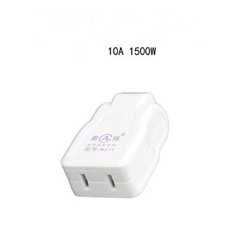 Enchufe adaptador de fusible blanco de 2 clavijas a 3 clavijas 1A para afeitadora/cepillo de dientes