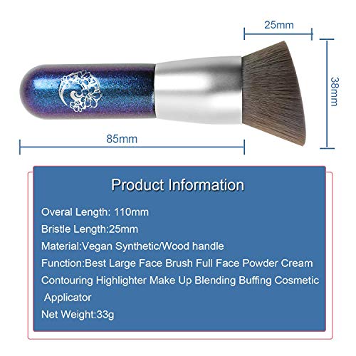 ENERGY Brochas De Maquillaje Kabuki Profesional - Pincel Facial Ideal Para La Aplicación De Bases De Maquillaje Liquido Tradicionales y Fluidas - con cepillo de silicona limpiador de huevo