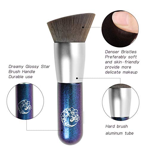 ENERGY Brochas De Maquillaje Kabuki Profesional - Pincel Facial Ideal Para La Aplicación De Bases De Maquillaje Liquido Tradicionales y Fluidas - con cepillo de silicona limpiador de huevo