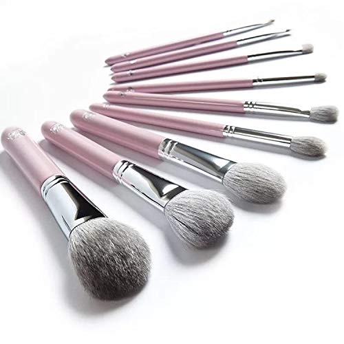 ENERGY Set de brochas de maquillaje Gato Adorable Brocha para polvo Kabuki Brochas para sombras de ojos de contorno Brochas para sombras de ojos Pelo de cabra de primera calidad (rosa 9 unidades)