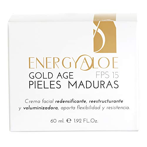 Energyaloe Gold Age Pieles Maduras FPS15 | Tratamiento Antiage Reestructurante y Voluminizador | para una Piel más Firme y Tersa | Protección Solar FPS 15 | 60 ml